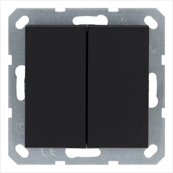 Переключатель перекрестный 2-кл. 10А IP20 механизм черн. матов. soft touch Jasmart G3014PB ТехноИмпульс