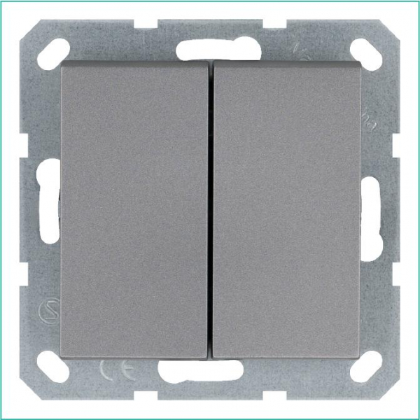 Переключатель проходной 2-кл. 10А IP20 механизм алюм. Jasmart G3022S ТехноИмпульс