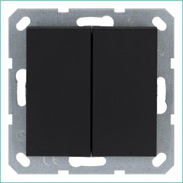 Переключатель проходной 2-кл. 10А IP20 механизм черн. матов. soft touch Jasmart G3022PB ТехноИмпульс