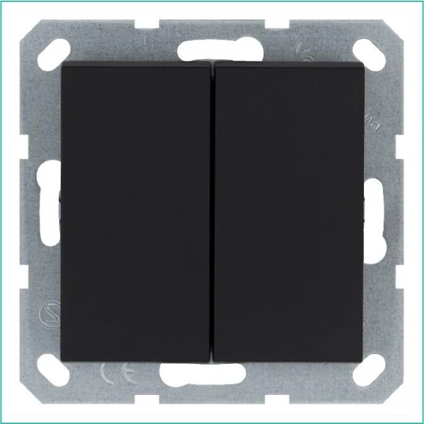 Переключатель проходной 2-кл. 10А IP20 механизм черн. матов. soft touch Jasmart G3022PB ТехноИмпульс