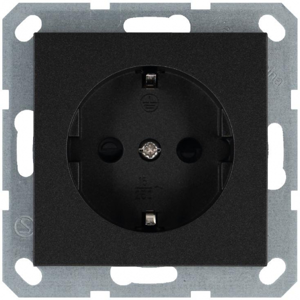 Розетка 1-м Shuko 16А IP20 с заземл. защ. шторки механизм антрацит Jasmart G5501B ТехноИмпульс