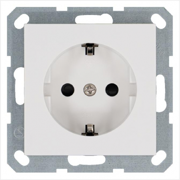 Розетка 1-м Shuko 16А IP20 с заземл. защ. шторки механизм бел. глянцевый Jasmart G5501W ТехноИмпульс