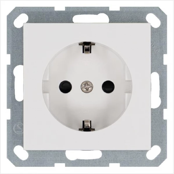 Розетка 1-м Shuko 16А IP20 с заземл. защ. шторки механизм бел. глянцевый Jasmart G5501W ТехноИмпульс