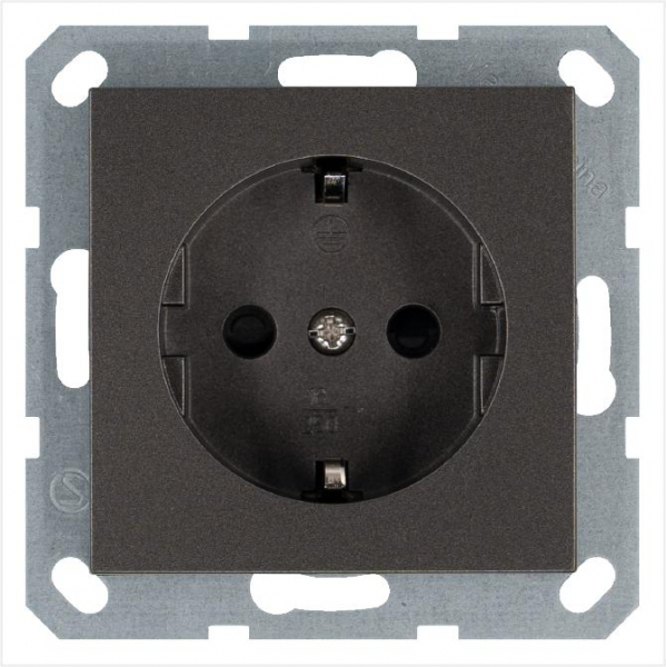 Розетка 1-м Shuko 16А IP20 с заземл. защ. шторки механизм мокко Jasmart G5501Z ТехноИмпульс