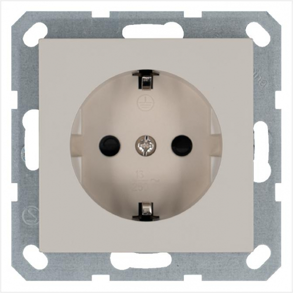 Розетка 1-м Shuko 16А IP20 с заземл. защ. шторки механизм тауп Jasmart G5501T ТехноИмпульс