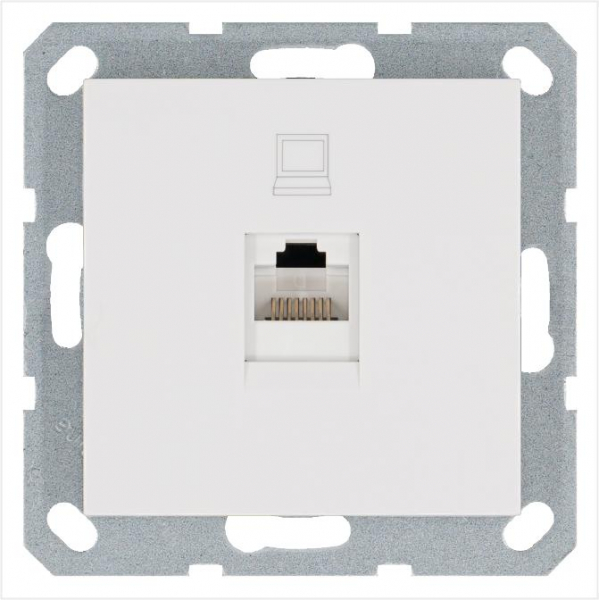 Розетка компьютерная 1-м RJ45 IP20 кат. 5E механизм бел. глянцевый Jasmart G6105W ТехноИмпульс