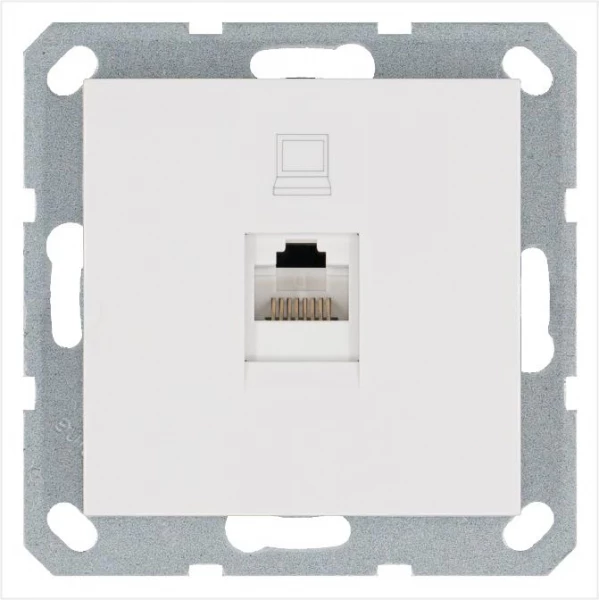 Розетка компьютерная 1-м RJ45 IP20 кат. 5E механизм бел. глянцевый Jasmart G6105W ТехноИмпульс