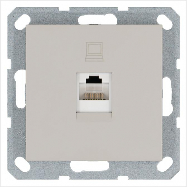 Розетка компьютерная 1-м RJ45 IP20 кат. 5E механизм тауп Jasmart G6105T ТехноИмпульс