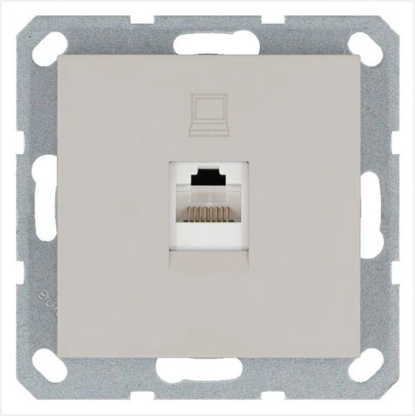 Розетка компьютерная 1-м RJ45 IP20 кат. 5E механизм тауп Jasmart G6105T ТехноИмпульс