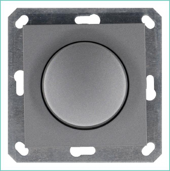 Светорегулятор поворотно-нажимной (диммер) LED 30-400Вт 1gang 2way механизм алюм. Jasmart G4012S ТехноИмпульс