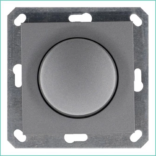 Светорегулятор поворотно-нажимной (диммер) LED 30-400Вт 1gang 2way механизм алюм. Jasmart G4012S ТехноИмпульс