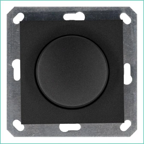 Светорегулятор поворотно-нажимной (диммер) LED 30-400Вт 1gang 2way механизм антрацит Jasmart G4012B ТехноИмпульс