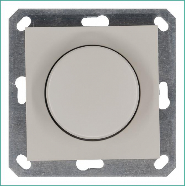 Светорегулятор поворотно-нажимной (диммер) LED 30-400Вт 1gang 2way механизм тауп Jasmart G4012T ТехноИмпульс