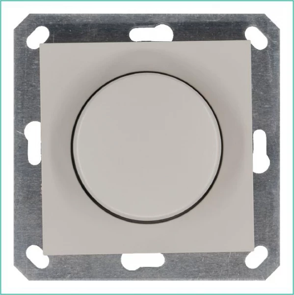 Светорегулятор поворотно-нажимной (диммер) LED 30-400Вт 1gang 2way механизм тауп Jasmart G4012T ТехноИмпульс