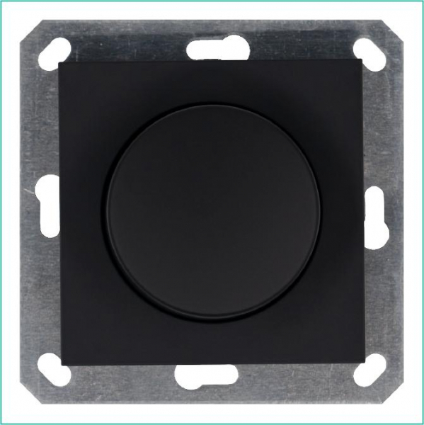 Светорегулятор поворотно-нажимной (диммер) LED 30-400Вт 1gang 2way механизм черн. матов. soft touch Jasmart G4012PB ТехноИмпульс