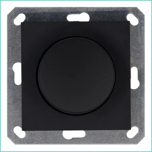 Светорегулятор поворотно-нажимной (диммер) LED 30-400Вт 1gang 2way механизм черн. матов. soft touch Jasmart G4012PB ТехноИмпульс