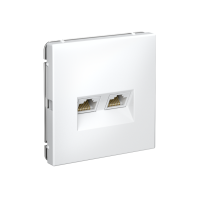Розетка компьютерная 2-м ArtGallery RJ45 + RJ45 кат.5E механизм бел. SE GAL000185 ТехноИмпульс
