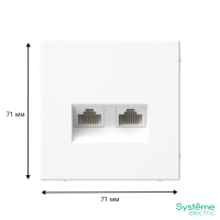 Розетка компьютерная 2-м ArtGallery RJ45 + RJ45 кат.5E механизм бел. SE GAL000185 ТехноИмпульс