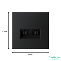 Розетка компьютерная 2-м ArtGallery RJ45 + RJ45 кат.5E механизм карбон SE GAL001085 ТехноИмпульс