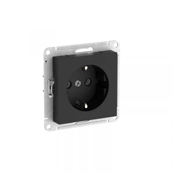 Розетка AtlasDesign 16А с заземл. быстрозажим. клем. механизм карбон SE ATN001043S ТехноИмпульс
