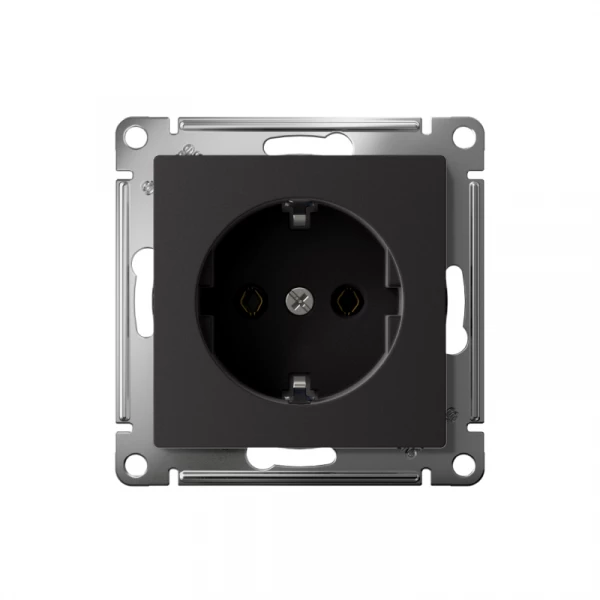 Розетка AtlasDesign 16А с заземл. быстрозажим. клем. механизм карбон SE ATN001043S ТехноИмпульс