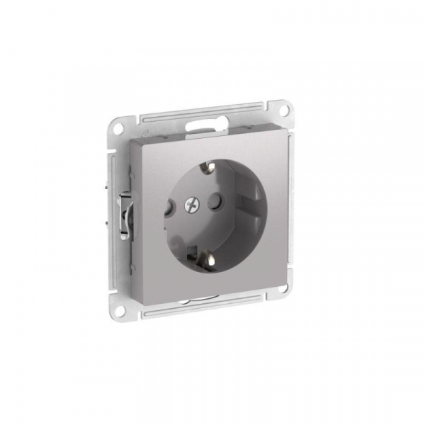 Розетка AtlasDesign 16А с заземл. защ. шторки быстрозажим. клем. механизм алюм. SE ATN000345S ТехноИмпульс