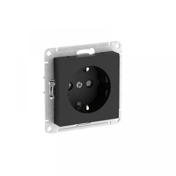 Розетка AtlasDesign 16А с заземл. защ. шторки быстрозажим. клем. механизм карбон SE ATN001045S ТехноИмпульс