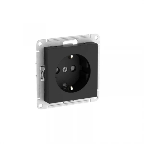 Розетка AtlasDesign 16А с заземл. защ. шторки быстрозажим. клем. механизм карбон SE ATN001045S ТехноИмпульс