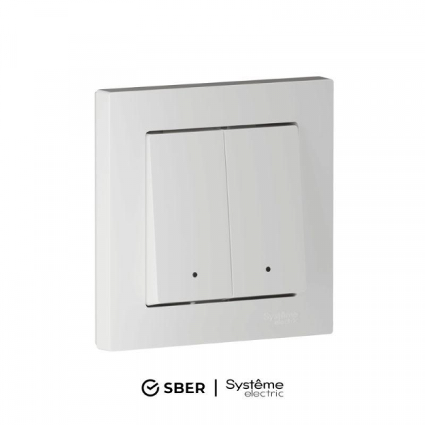 Выключатель 2-кл. AtlasDesign Smart 10А (сх. 5) L+N с подсветкой Zigbee механизм бел. SE ATN000153Z ТехноИмпульс