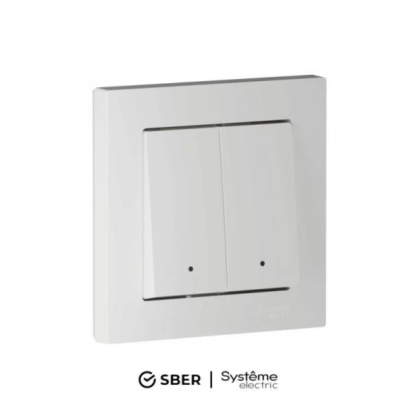 Выключатель 2-кл. AtlasDesign Smart 10А (сх. 5) L+N с подсветкой Zigbee механизм бел. SE ATN000153Z ТехноИмпульс