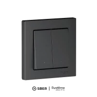 Выключатель 2-кл. AtlasDesign Smart 10А (сх. 5) L+N с подсветкой Zigbee механизм карбон SE ATN001053Z ТехноИмпульс