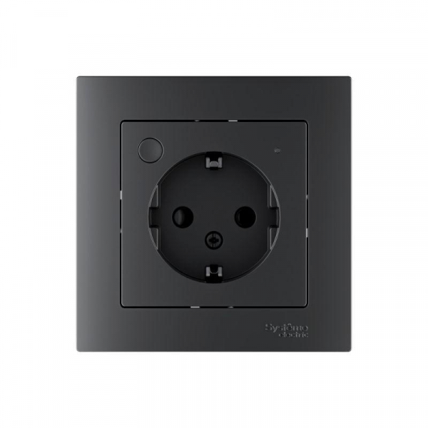 Розетка AtlasDesign Smart 16А L+N с заземл. защ. шторки Zigbee механизм карбон SE ATN001045Z ТехноИмпульс