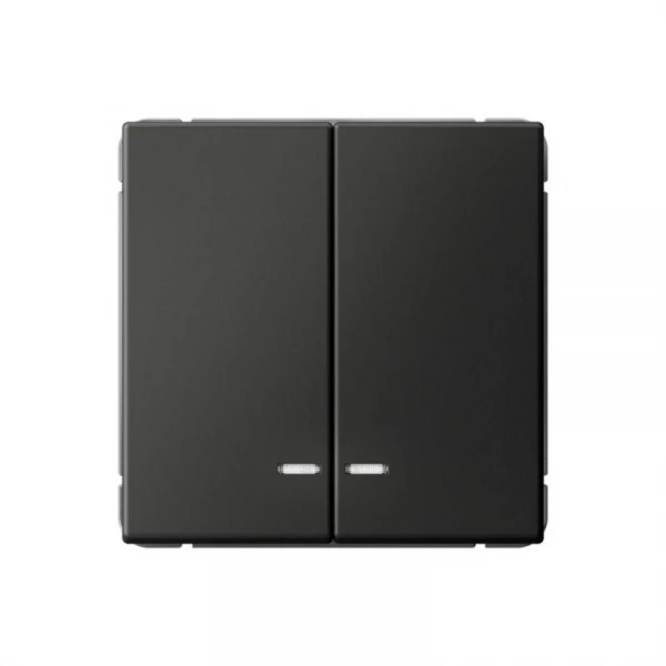 Выключатель 2-кл. ArtGallery (сх. 5а) 10AX с подсветкой быстрозажим. клем. механизм базальт SE GAL001453S ТехноИмпульс