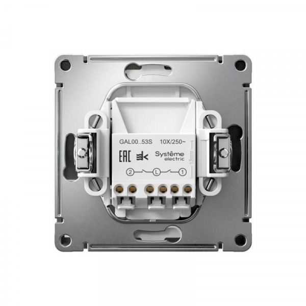 Выключатель 2-кл. ArtGallery (сх. 5а) 10AX с подсветкой быстрозажим. клем. механизм базальт SE GAL001453S ТехноИмпульс