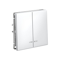 Выключатель 2-кл. ArtGallery (сх. 5а) 10AX с подсветкой быстрозажим. клем. механизм бел. SE GAL000153S ТехноИмпульс