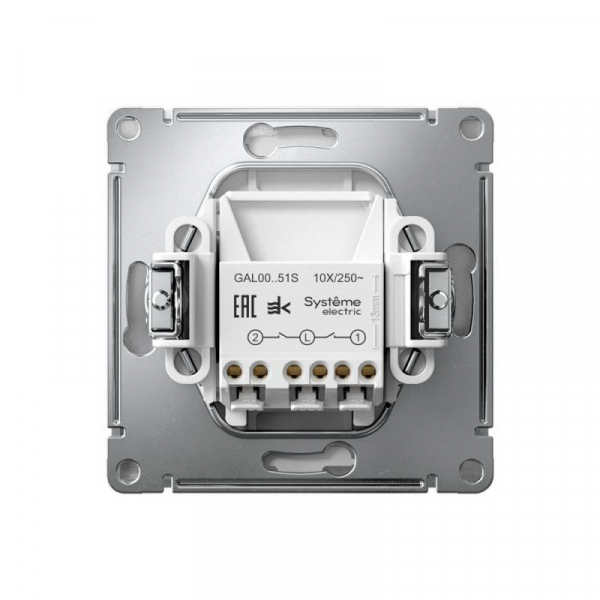 Выключатель 2-кл. ArtGallery 10AX быстрозажим. клем. механизм алюм. SE GAL000351S ТехноИмпульс