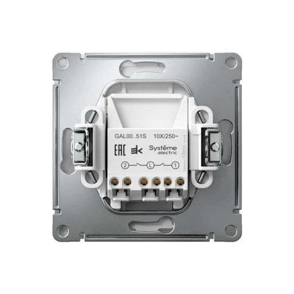 Выключатель 2-кл. ArtGallery 10AX быстрозажим. клем. механизм алюм. SE GAL000351S ТехноИмпульс