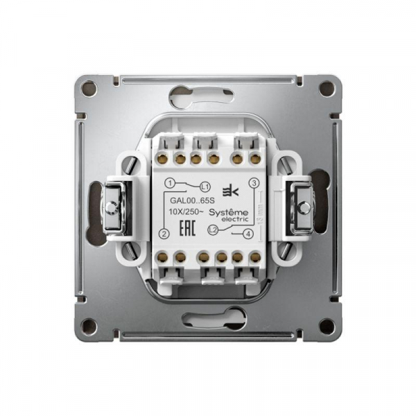 Переключатель 2-кл. ArtGallery 10AX быстрозажим. клем. механизм мокко SE GAL000665S ТехноИмпульс