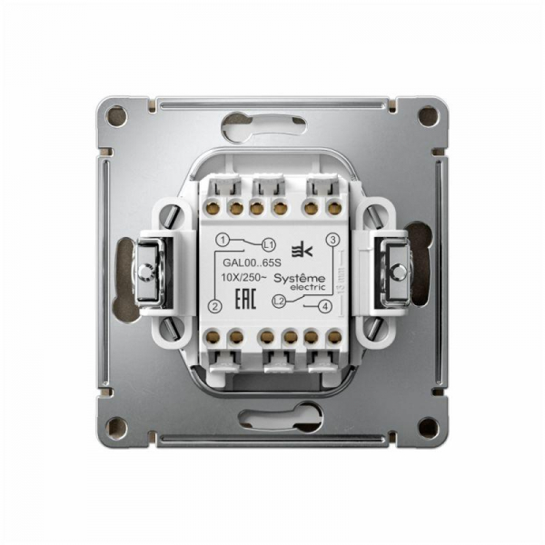 Переключатель 2-кл. ArtGallery 10AX быстрозажим. клем. механизм шампань SE GAL000565S ТехноИмпульс