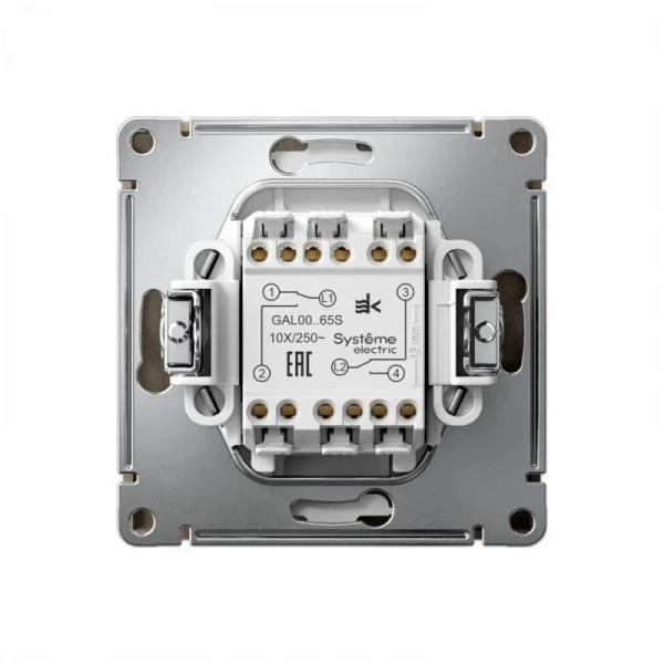 Переключатель 2-кл. ArtGallery 10AX быстрозажим. клем. механизм шампань SE GAL000565S ТехноИмпульс