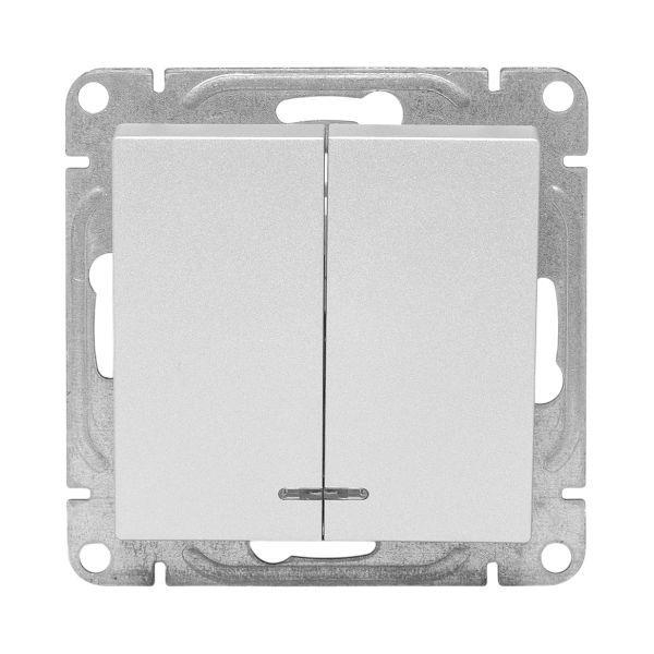 Выключатель 2-кл. СП Эпика с подсветкой механизм алюм. EKF UP1-SWA-24 ТехноИмпульс
