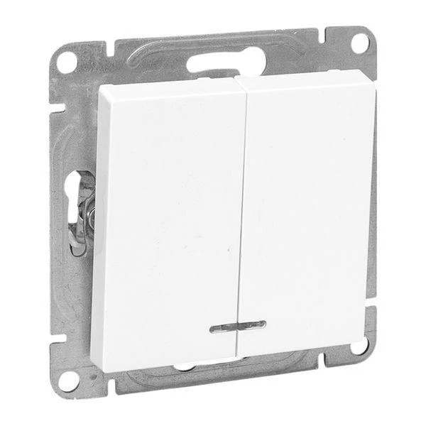 Выключатель 2-кл. СП Эпика с подсветкой механизм бел. EKF UP1-SWW-24 ТехноИмпульс