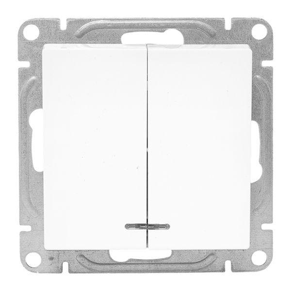 Выключатель 2-кл. СП Эпика с подсветкой механизм бел. EKF UP1-SWW-24 ТехноИмпульс