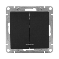 Выключатель 2-кл. СП Эпика с подсветкой механизм черн. EKF UP1-SWB-24 ТехноИмпульс