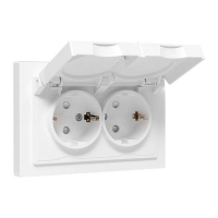 Розетка 2-м СП Эпика 16А IP44 с заземл. защ. шторки с рамкой с крышками механизм бел. EKF UP1-SOW-211-44 ТехноИмпульс