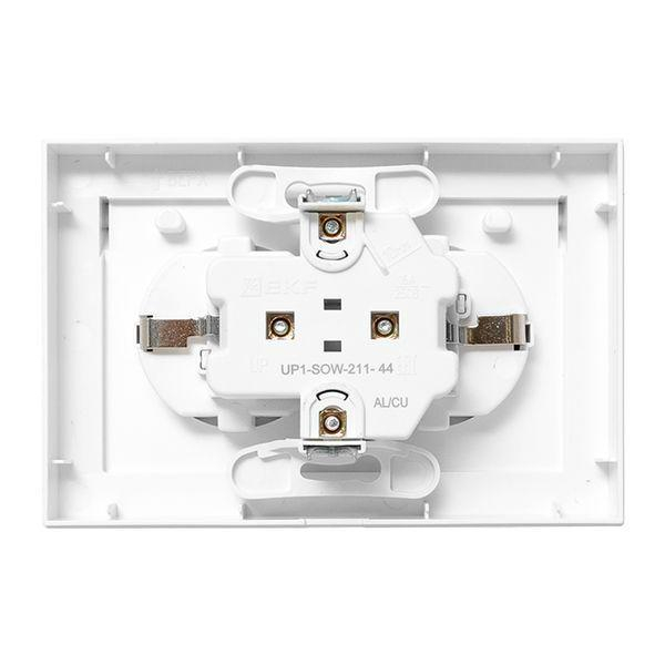 Розетка 2-м СП Эпика 16А IP44 с заземл. защ. шторки с рамкой с крышками механизм бел. EKF UP1-SOW-211-44 ТехноИмпульс