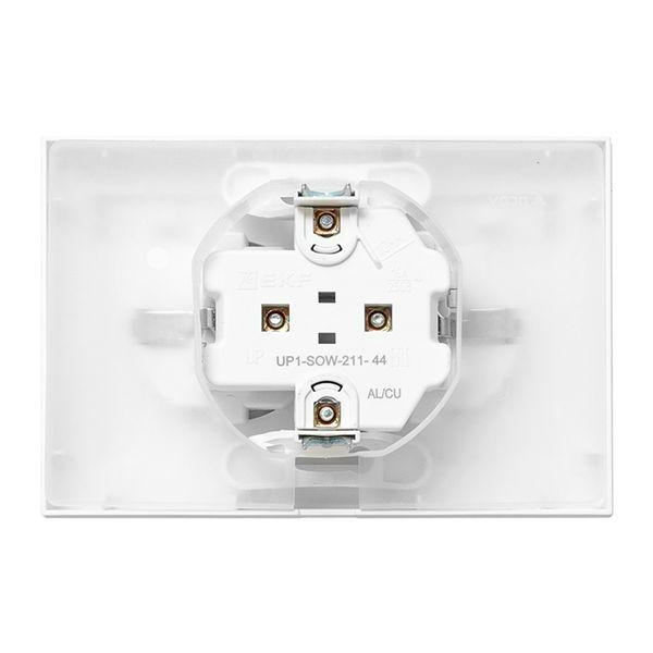 Розетка 2-м СП Эпика 16А IP44 с заземл. защ. шторки с рамкой с крышками механизм бел. EKF UP1-SOW-211-44 ТехноИмпульс