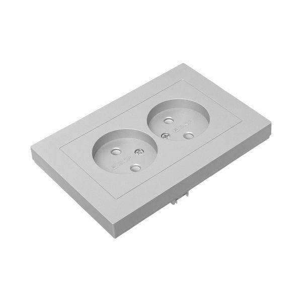 Розетка 2-м СП Эпика 16А без заземл. без защ. шторок с рамкой механизм алюм. EKF UP1-SOA-200 ТехноИмпульс