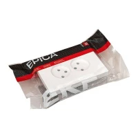 Розетка 2-м СП Эпика 16А без заземл. без защ. шторок с рамкой механизм бел. EKF UP1-SOW-200 ТехноИмпульс