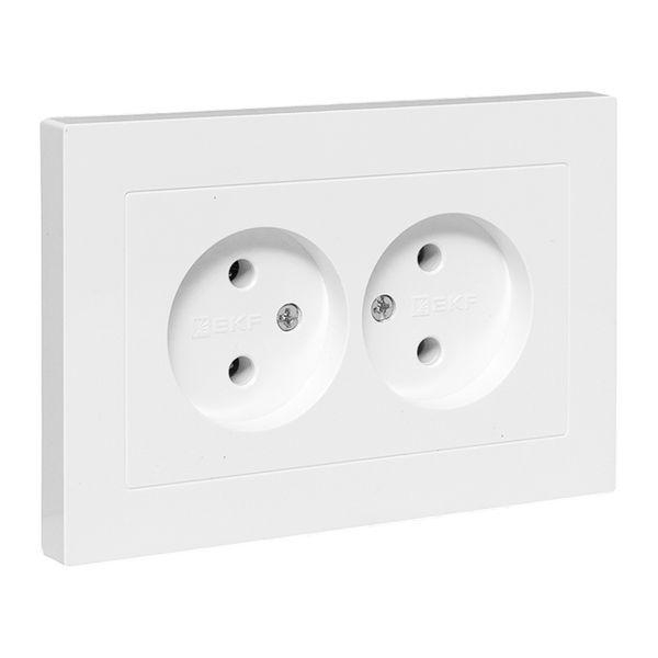 Розетка 2-м СП Эпика 16А без заземл. без защ. шторок с рамкой механизм бел. EKF UP1-SOW-200 ТехноИмпульс